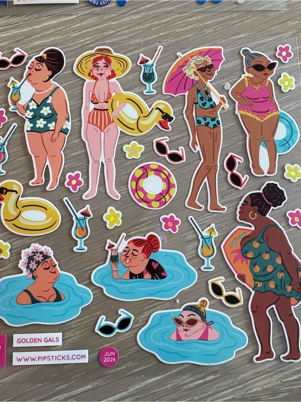 Colorful Poolside Summer Sticker Sheets - Yellow, Blue, Pink, Teal - Picture 6 of 11